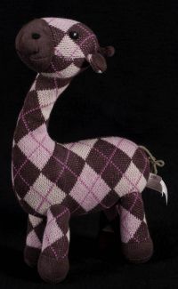 Gymboree Giraffe Argyle Pink & Brown Plush Lovey Baby Toy